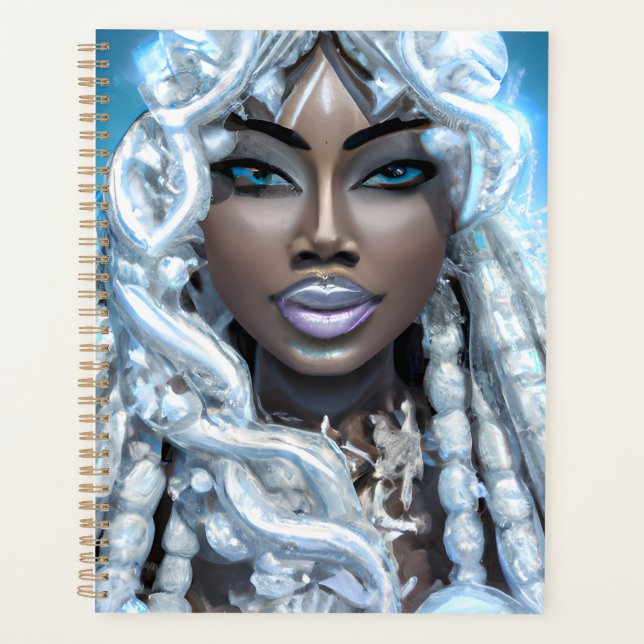 Agenda Rainha do Gelo Melanina Menina Negra Magia Sista S (Frente)
