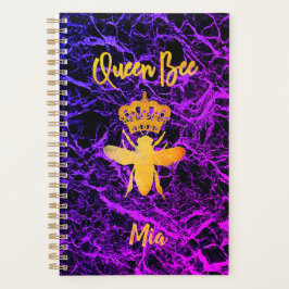 Agenda RAINHA Personalizada ABELHA Dourada Roxo Preto Des