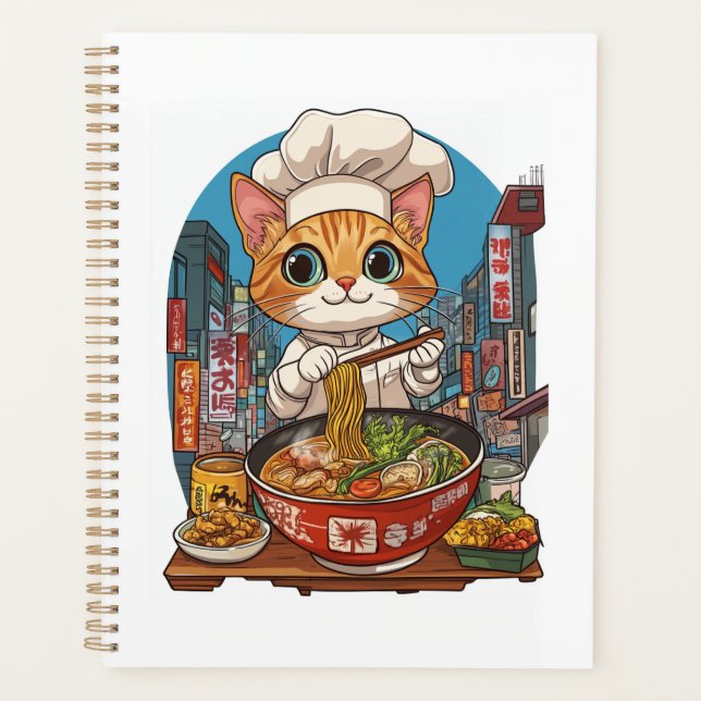 Agenda Ramen Neko � Comida Anime Gato Chef Engraçado (Frente)