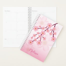 Agenda Ramo de Flor de Cerejeira Sakura Rosa Com Nome