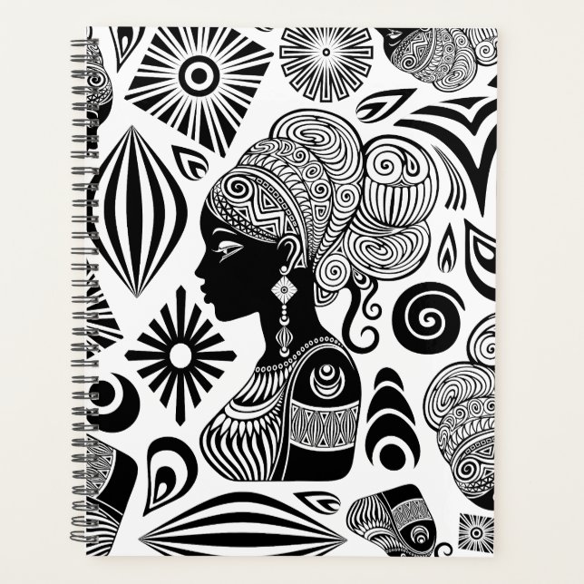 Agenda Rapariga africana Retrato Tribal Tatuagem (Frente)