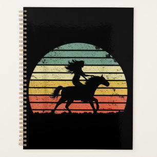 Agenda Rapariga Cavalo Andando Vintage Cowgirl Texas Ranc