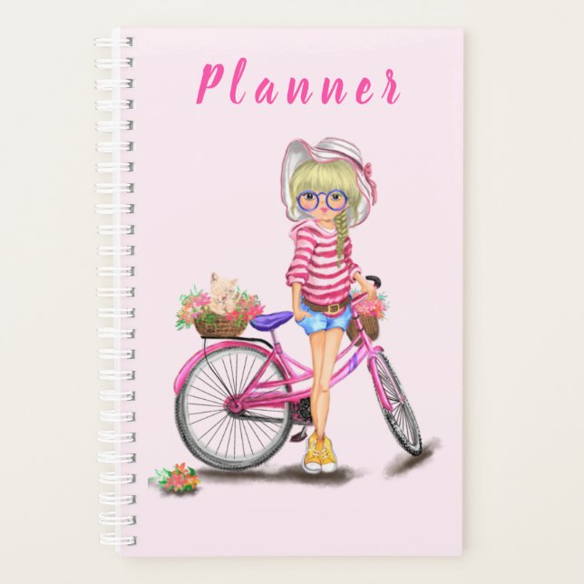 Agenda Rapariga com Pink Bike Planner (Frente)