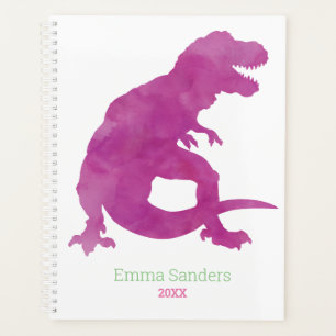 Agenda Raparigas Dinossauras Púrpuras, Rosa, Aquaur, Cri
