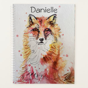 Agenda Raposa Vermelha raposas Aquarela Art Girassol
