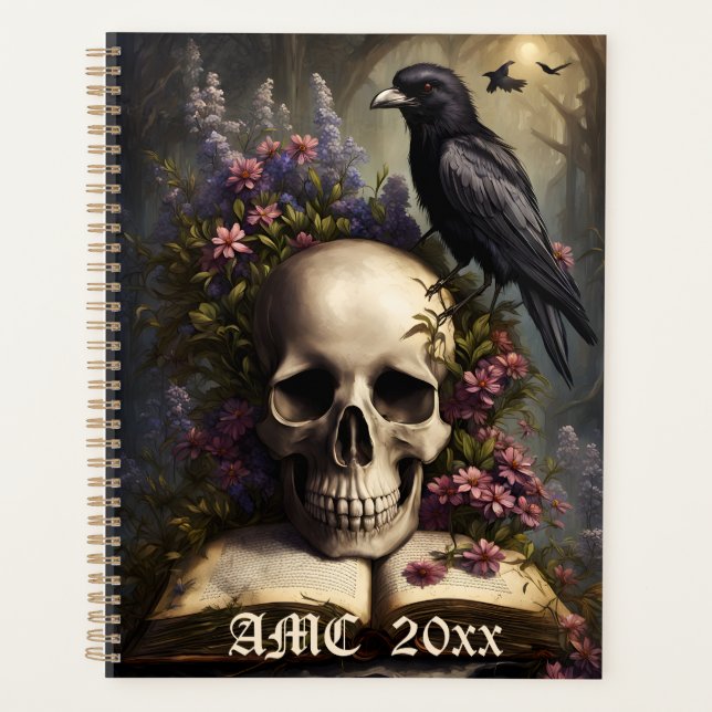 Agenda Raven Skull Book e Flores (Frente)