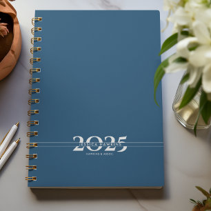Agenda Real Azul Sobreposto Texto Dividido Ano Semanal