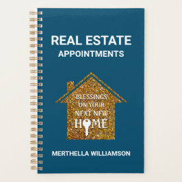 Agenda REALTOR Teal Glitter REAL ESTATE Nomeações
