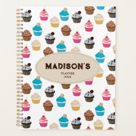 Agenda Receita Padrão de Cupcakes Cute Coloridos