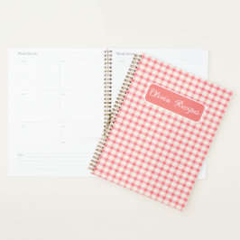 Agenda Receitas de Gingham Rosa Bege Xadrez Fofo Feminino