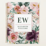 Agenda Receitas modernas de cozedura floral elegante<br><div class="desc">Moderno roteiro floral de aquarela receitas elegantes de cozedura planador design cor-de-rosa rosa rosado notebook. Na tendência floral, folhagem bela design botânica. Parte de uma coleção moderna.</div>