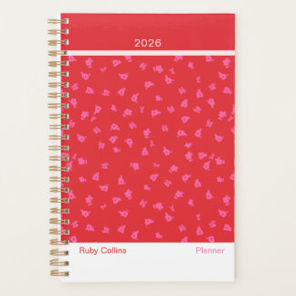 Agenda Red and Pink Feminine Minimalist Floral Planner