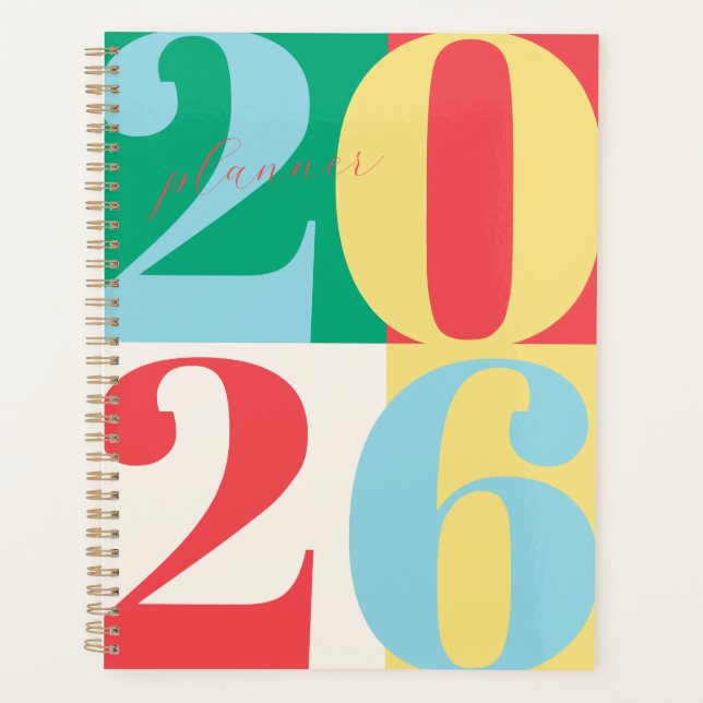 Agenda Red Green Blue Bold Year Color Block Planner (Frente)