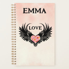 Agenda Red heart angel black wings