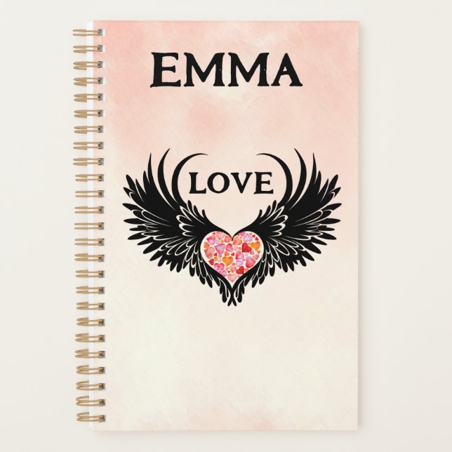 Agenda Red heart angel black wings (Frente)