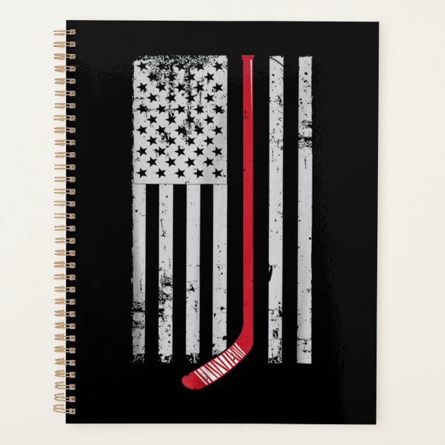 Agenda Red Hockey Stick American Flag USA Hockey (Frente)