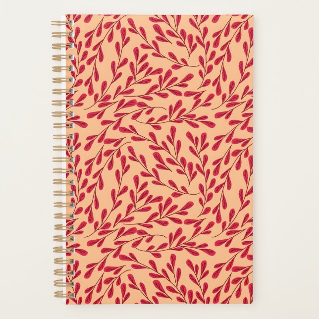 Agenda  Red Leafy Branches Seamless Pattern (Frente)