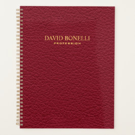 Agenda Red Leather Masculine Personalizada Elegante