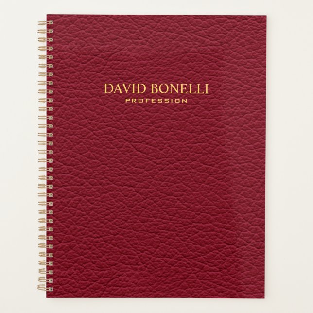 Agenda Red Leather Masculine Personalizada Elegante (Frente)