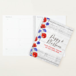Agenda Red Poppy & Cornflower Rusflower Wood Floral Bouti