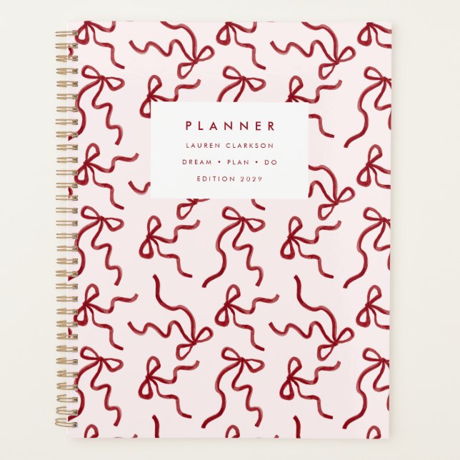 Agenda Red Ribbon Coquette Pink Planner (Frente)