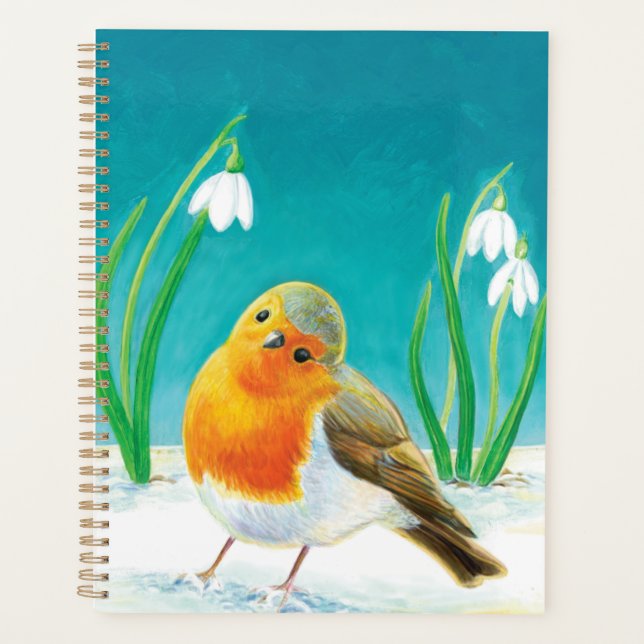 Agenda Red Robin Early Primavera Snowdrops Ilustração (Frente)