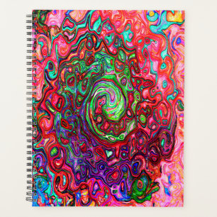 Agenda Redemoinho Líquido Abstrato Groovy Retro em Aquare