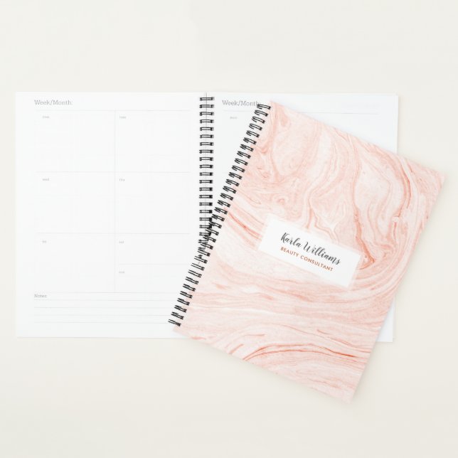 Agenda Redemoinhos de mármore dourado-rosado (Exibição)