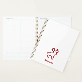 Agenda Rena Vermelha Contorno Nome Personalizado