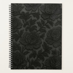 Agenda Renda floral detalhada em preto desing