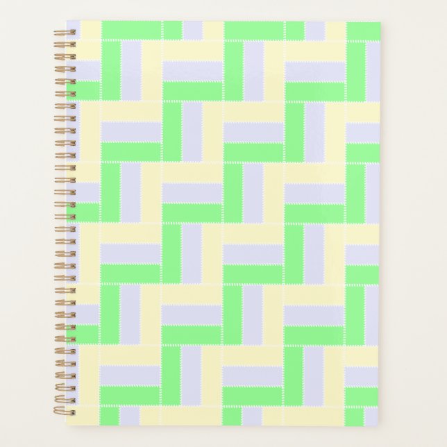 Agenda Retângulos de Pastel Linhas Brancas Padrão (Frente)