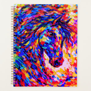Agenda Retrato Abstrato Colorido de Cavalo com Impasto