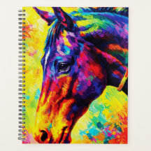 Retrato de Cavalo Vibrante Impasto Colorido Selvag