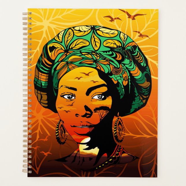 Agenda Retrato de Mulher Africana com Sunset (Frente)