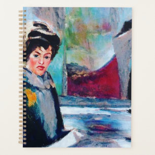 Agenda Retrato de Mulher Vintage com Fundo Abstrato