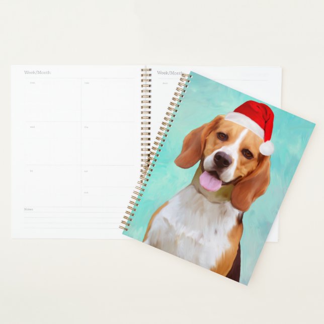 Agenda Retrato de Papai Noel de Natal de Cachorro (Exibição)