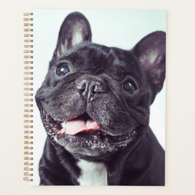 Agenda Retrato de um Bulldog Francês Feliz (Frente)