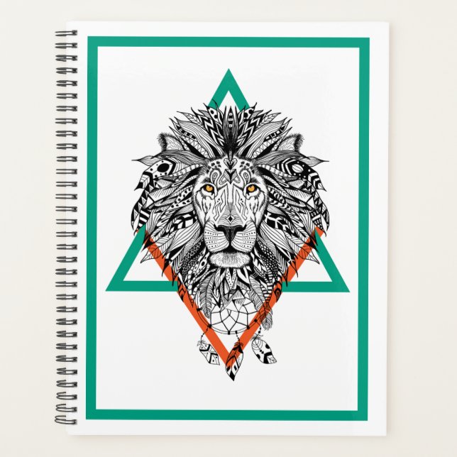 Agenda Retrato Geométrico do Leão Aztec (Frente)