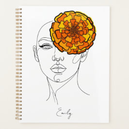 Agenda Retrato Personalizado da Flor de Nascimento de Out