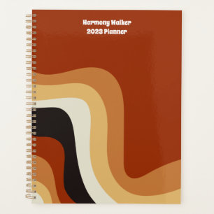 Agenda Retro 70s Orange Groovy Hippie Personalizado 2023