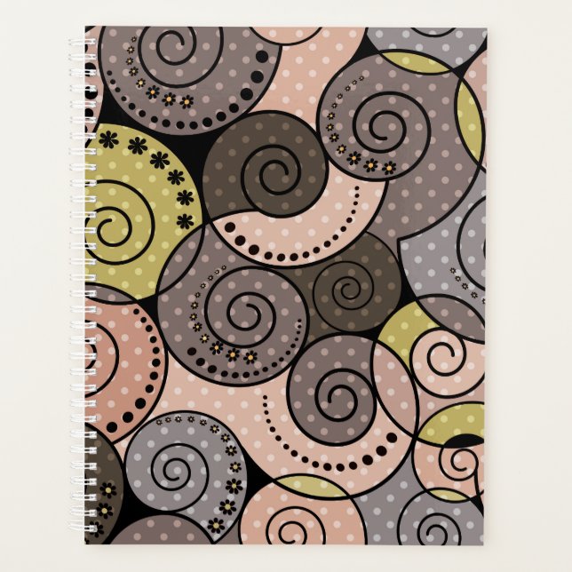 Agenda Retro, abstrato, espirais (Frente)
