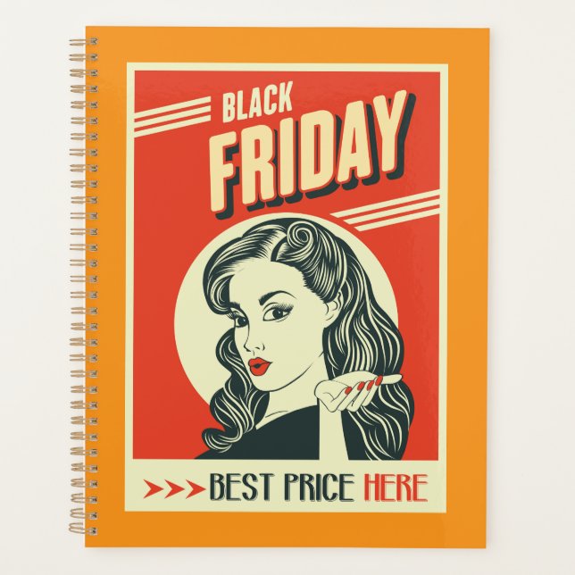 Agenda Retro Black Friday Pop Art Pin-Up Girl (Frente)