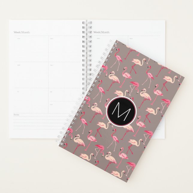 Agenda Retro Flamingos | Monograma (Exibição)
