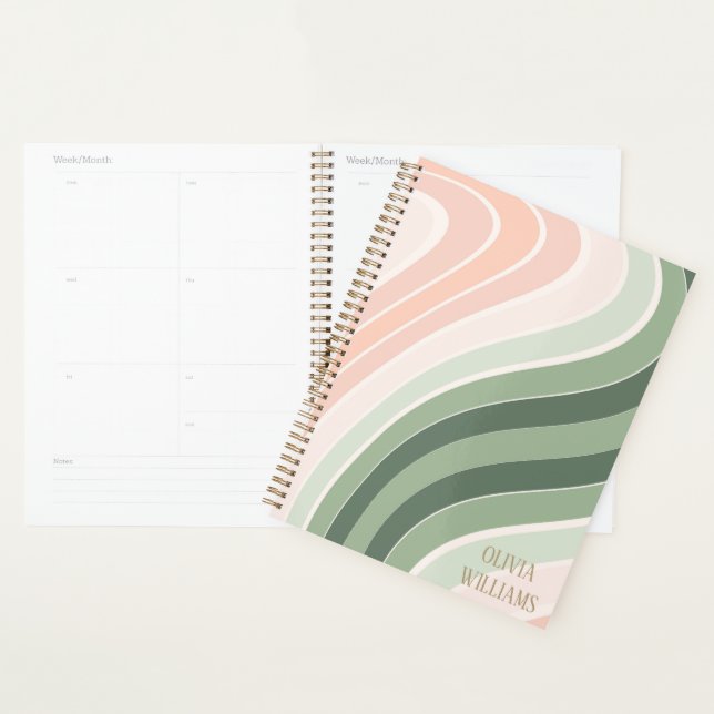 Agenda Retro Groovy Wavy Pattern (Exibição)