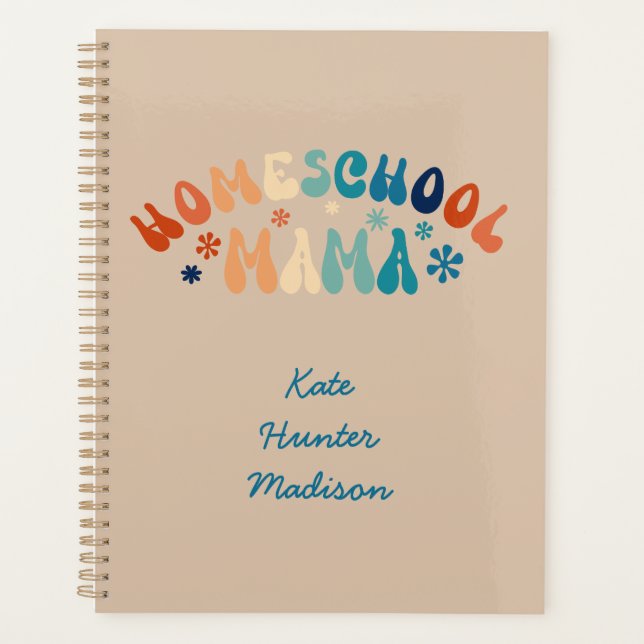 Agenda Retro Homeschool Mãe Personalizada (Frente)