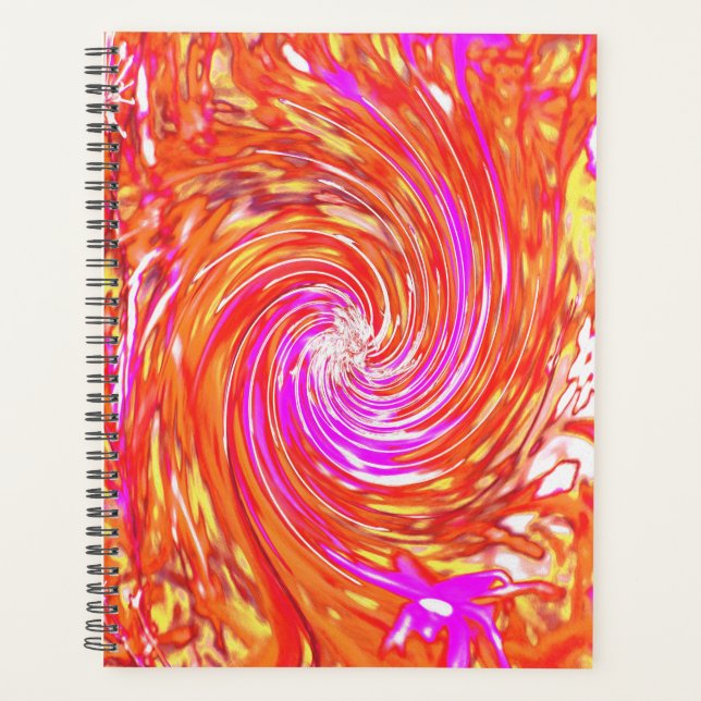 Agenda Retro Magenta e Autumn Colors Floral Swirl (Frente)