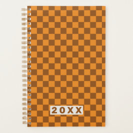 Agenda Retro Marrom Laranja Xadrez 2026