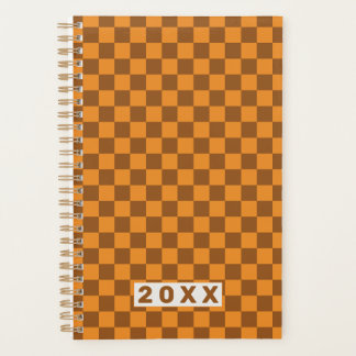 Agenda Retro Marrom Laranja Xadrez 2026