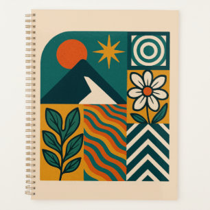 Agenda Retro Nature Abstrato Art-Modern Geométrico Floral