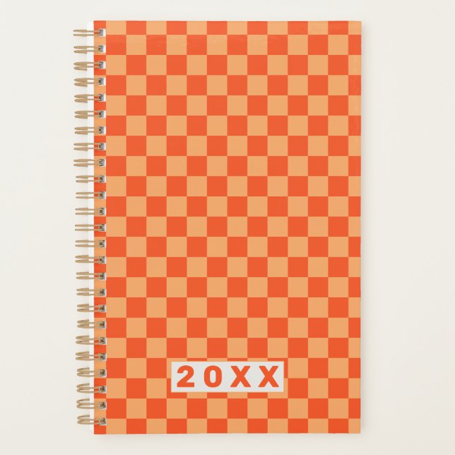 Agenda Retro Orange Checkerboard 2026 (Frente)